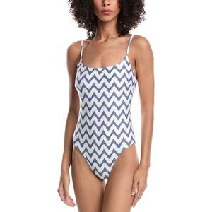 Milly Womens  Grace Barcelona Chevron One-Piece, White